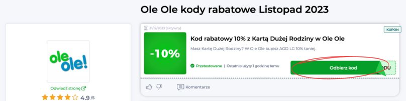 Gdzie znaleźć kod rabatowy Ole Ole